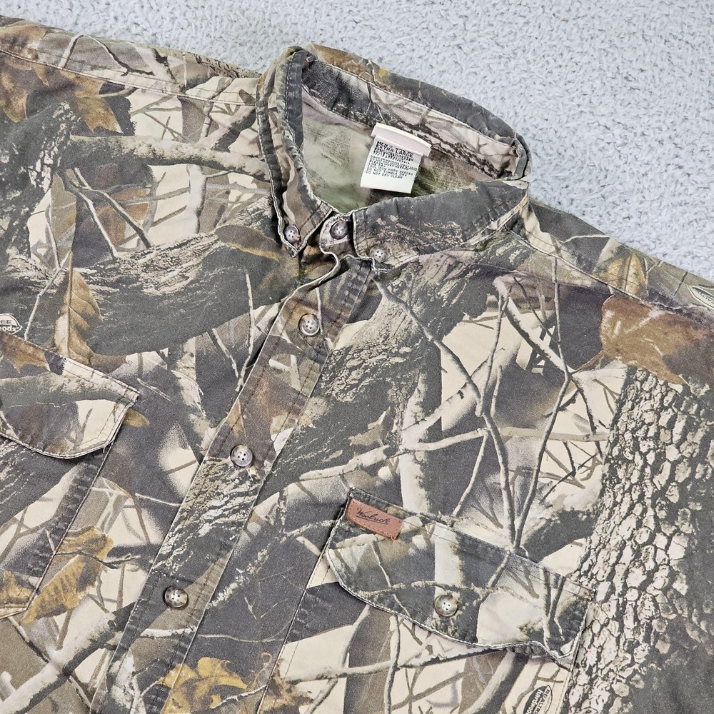 Woolrich Shirt Mens XL Realtree Hardwoods Camo Short Sleeve Button Down Hunting